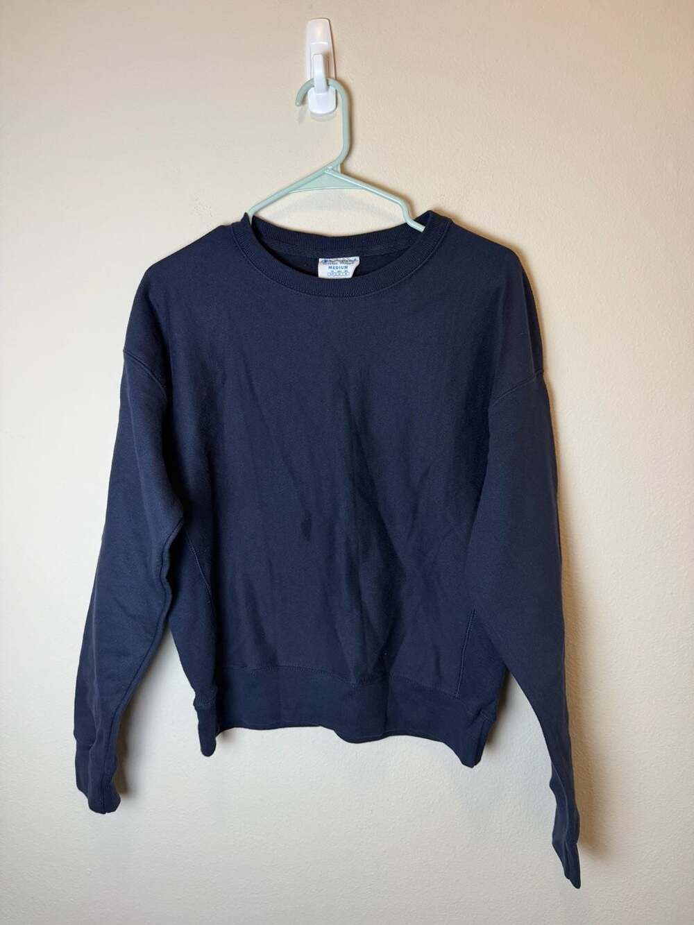 Champion Reverse Weave Sweatshirt Size Medium Navy Blue Crewneck Pullover